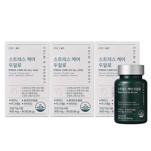 안티스트레스 케어 두알로 L테아닌 홍경천 긴장완화제 피로개선 3개월, 60정, 3개