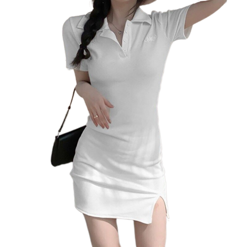 여성용 카라넥 슬림 반팔 원피스 Sports Dress