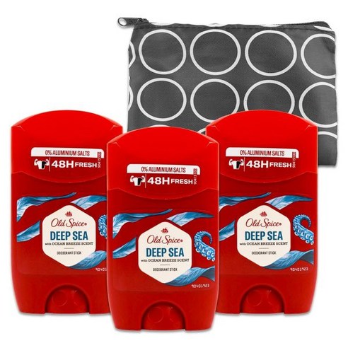 Ol Spice Deep Sea Deodorant Travel Size Set - 3 PACK Invisible Solid 1.69 Oz Bundle with Bag | Men, 3개