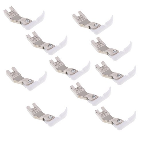 산업용 재봉틀의 대부분에 적합한 플라스틱 바닥이있는 10pcs 바느질 좁은 지퍼 발, 화이트, 스틸