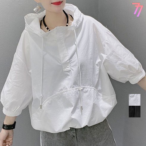 77우먼스 여성 리소타상의 2컬러 빅사이즈 후드 상의 반폴라 아노락 바람막이 데일리 캐주얼 코디 이월 이월상품 [리현커머스]
