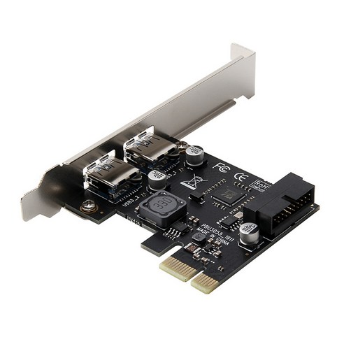 Xzante PCI-E-USB3.0 확장 카드 어댑터 19핀 커넥터 전면 인터페이스 USB3.0 컴퓨터용, 검은 색