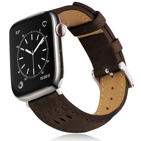 Nunwiza Genuine Leather Bands for Apple Watch Band 49mm 45mm 44mm 42mm 41mm 40mm 38mm Men Women Vin, 딥 브라운_38mm/40mm/41mm