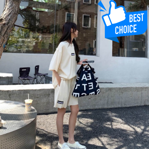 프로아름 여성 여름 반팔 반바지 세트 시원한 운동복 데일리룩 밴딩 조절 빅사이즈 임부복 체형보정 투피스