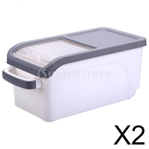 2Pcs 식품 밀봉 곡물 용기 애완 동물 식품 용기 가정용 Kitchen10KG, 회색, 플라스틱 PP