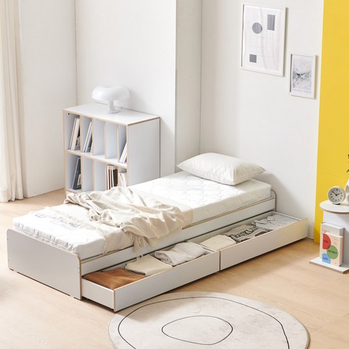 제리 미니 싱글침대 원룸 1인용 일반형 서랍형 침대 프레임 800(매트포함), 일반형 미니싱글(매트별도), 화이트