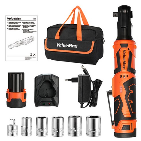 VALUEMAX 밸류맥스 12V 55NM 3/8 '''' 무선 전동렌치 가정수리 자동차정비 전동렌치 세트, 본품, 1세트