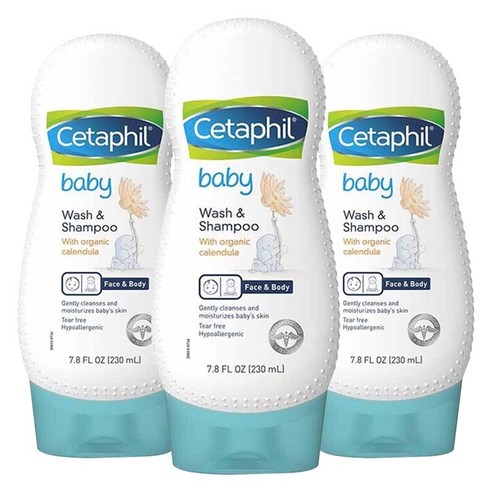세타필 키즈 워시 & 샴푸 카렌듈라 함유, 3개, 230ml
