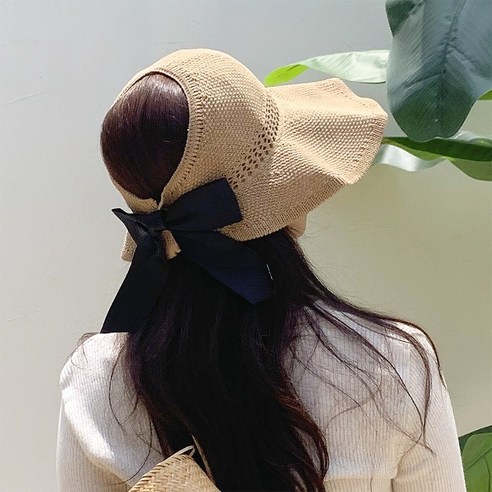 여름철 필수품: 미미샵의 편안하고 세련된 여성용 돌돌이 리본 썬캡