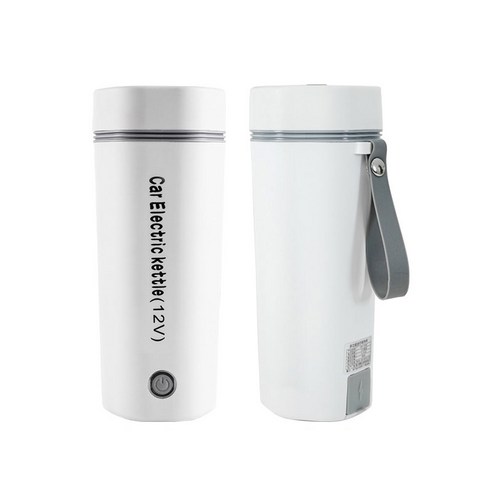 MountainWter 차량용 커피포트 12V/24V 350ML 차량용 전기포트, 흰색, 12V