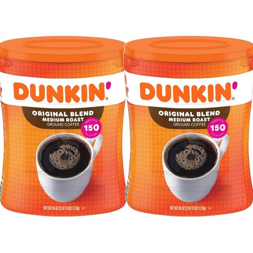 던킨 도너츠 오리지널 블렌드 그라운드 분쇄 원두 커피, 1.28kg, 2개