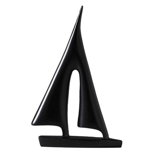북유럽 요트 모델 홈 데스크탑 선반 장식을위한 현대 범선 모델, 검은 색, 수지