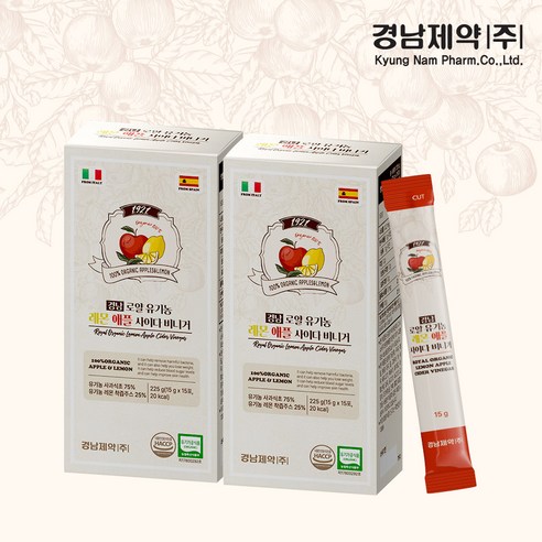 경남제약 로얄 유기농 레몬 애플사이다비니거, 2개, 225g