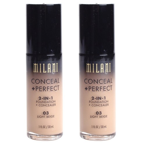밀라니 컨실 +퍼펙트 2-in-1 파운데이션 + 컨실러 30ml, Light Beige, 2개