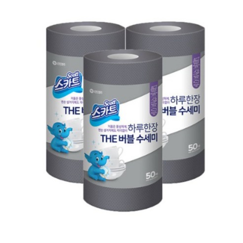   스카트 하루 한 장 The 버블 수세미 50p, 그레이, 3개