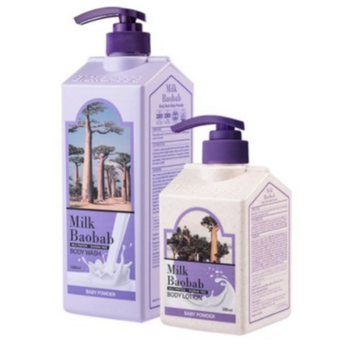 비오클라쎄 밀크바오밥 베이비파우더향 바디워시 1000ml + 바디로션 500ml 바디케어세트, 1세트