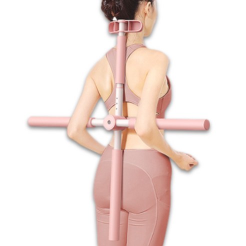 리빙선생 라운드숄더 목 바른 자세 스트레칭 기구 고급형, 핑크