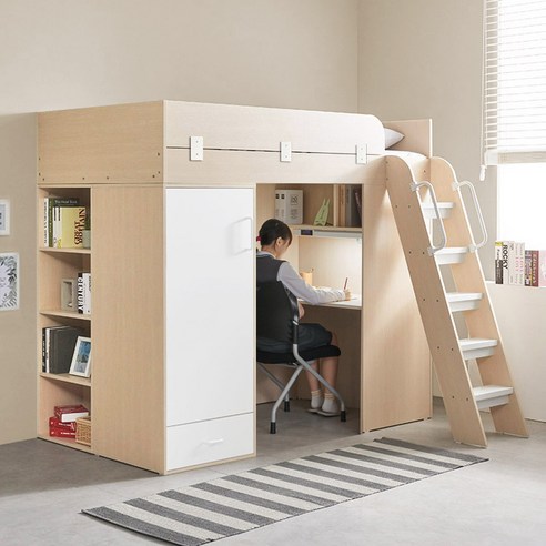 하우스 벙커형 독서실책상 풀세트, 메이플