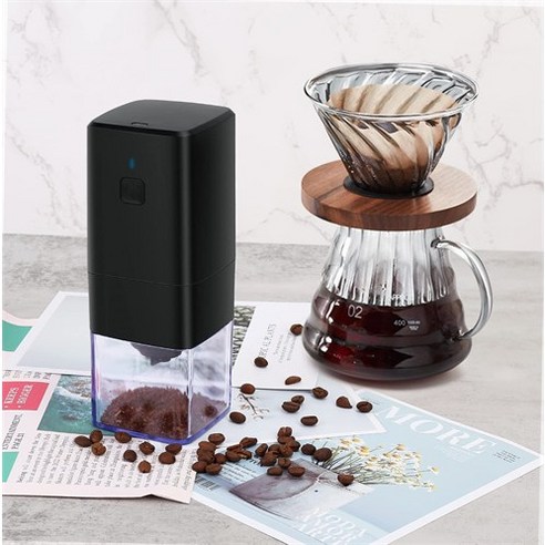 커피 그라인더 TSJ 전동 커피그라인더 무선 전동 커피그라인더 원두분쇄기 USB충전, 블랙