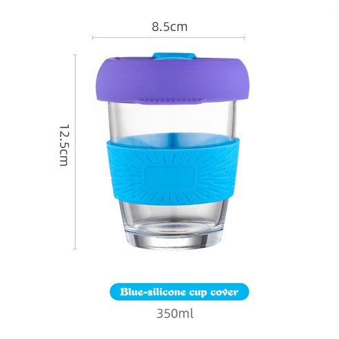 350ml 커피 컵 휴대용 핸디 우유 유리 실리콘 커버 내성 직접 Drinkingwater 컵 아침 식사 컵, Blue_350ml