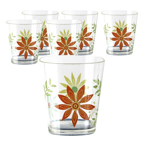 코렐 아크릴릭 라운드 글래스 일반 물컵 414ml, Happy Days, 6개입