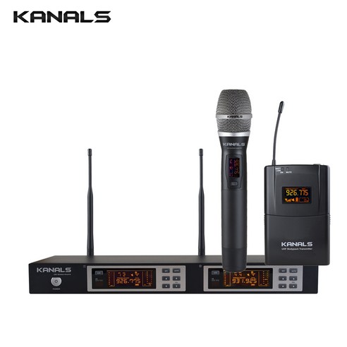 KANALS BK-2001A 카날스 BK2001A 2채널 무선 마이크 고음질 무대용 보컬용 강연용 교회용 고급형 마이크, 카날스 BK-2001A(핸드+벨트식)