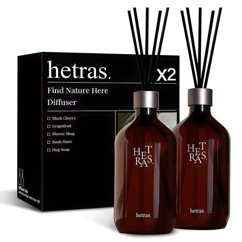 헤트라스 프리미엄 대용량 디퓨저 선물세트, 허그솝, 500ml, 2개