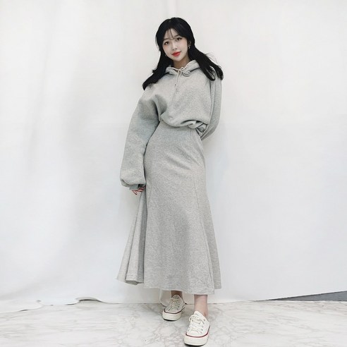 VANANA2 여성용 니트 스웨터 밴딩 롱 머메이드 치마 스커트 2color