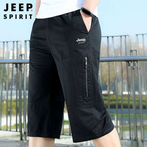 여름에 어울리는 면 소재와 스타일리시한 디자인의 JEEP Spirit 남성 7부 반바지