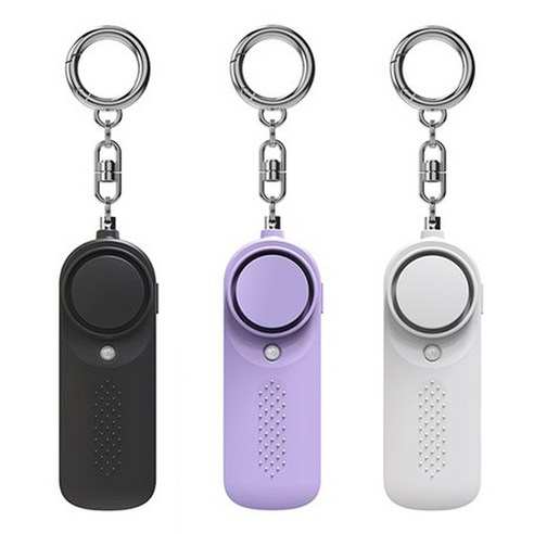 방범용 LED 호신용 경보기, 블랙1개+화이트1개+퍼플1개, 3개