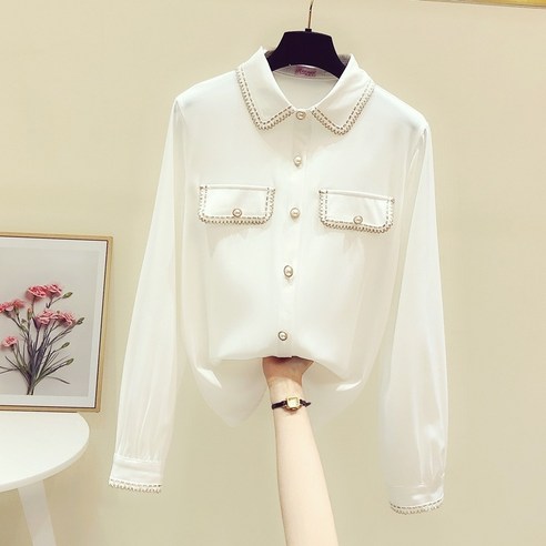 KORELAN 이른 봄 하이엔드 긴팔 화이트 셔츠 여성 디자인 미니멀 포멀 프렌치 소프트상의