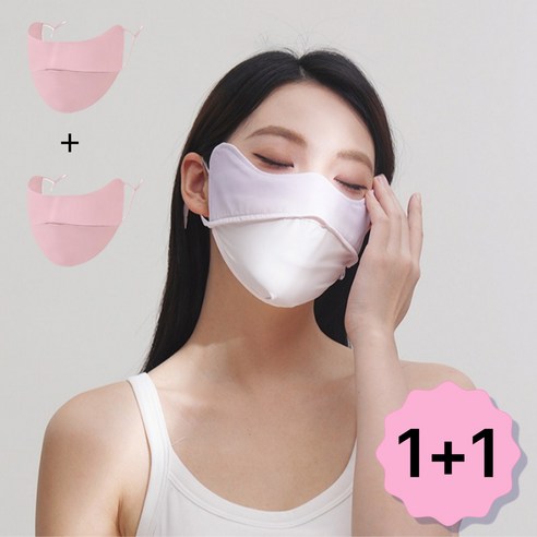 1+1 자외선차단 아이스 골프 쿨 스포츠 마스크 소소명명, 핑크+핑크