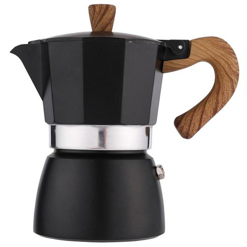 알루미늄 커피 메이커 스토브 탑 커피 브루어 여과기 커피 애호가를 위한 모카 메이커 선물, 150ml, 검은 색, 알루미늄 합금