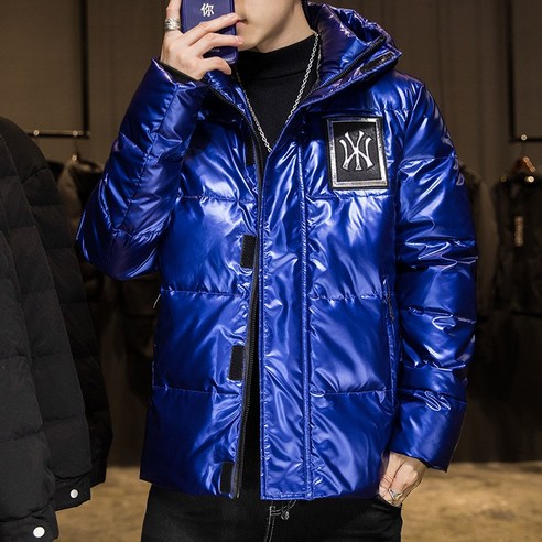 Mao 겨울 밝은 표면 자켓 남자의 새로운 한국어 스타일 두꺼운 후드 남성 자켓 따뜻한 유행 코트 남성용