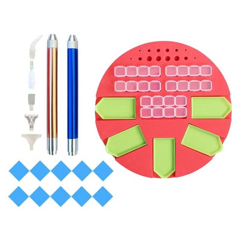 Protable 5D 다이아몬드 페인팅 도구 액세서리 드릴 펜 및 다이아몬드 자수 트레이 DIY 다이아몬드 페인팅 키트, Red4, 30cm, 수지 플라스틱