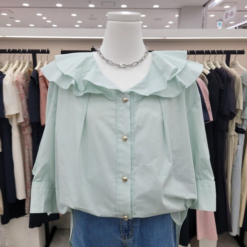 온앤온 프릴카라 7부소매 면블라우스 njw3mb50601