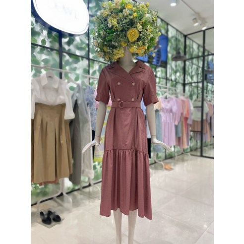 듀엘원피스 듀엘블라우스 톰보이원피스 보브원피스 자주원피스 지컷블라우스 듀엘원피스 논슬립브라 (듀엘/DEWL) 벨티드 더블버튼 체크원피스 L222PSE052(1820526)