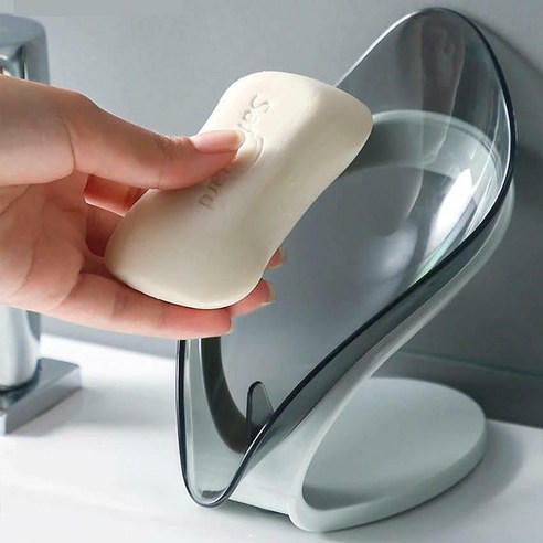Leaf Shape Soap Box Drain Soap Holder Bathroom Suction Cup Soap Dishes Plate 잎 모양 비누 상자 드레인 비누 홀더 욕실, {"크기":"회색"}, 보여진 바와 같이