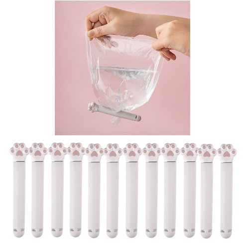 카무 고양이 고정클립 밀봉집게, 12p, 화이트