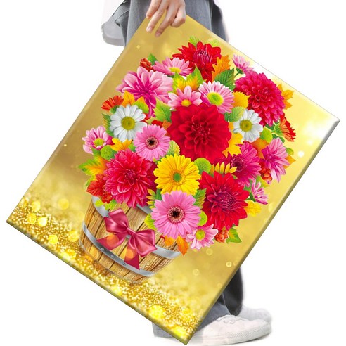 FASEN 액자 보석십자수 캔버스형 DIY 키트 40 x 50 cm, 1세트, FAN62.산뜻한 꽃송이2