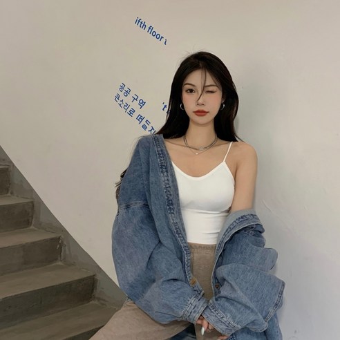 DFMEI 여름 민소매 반팔 티셔츠 순욕 민소매 조끼