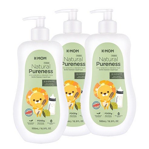 케이맘 퓨어니스 젖병세정제 액상형 용기, 500ml, 3개