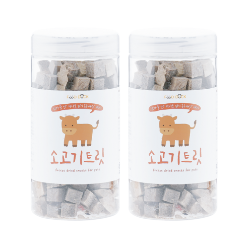 푸드덕펫푸드 강아지 애견 수제 간식 동결건조 큐브 트릿, 2개, 120g, 소고기트릿