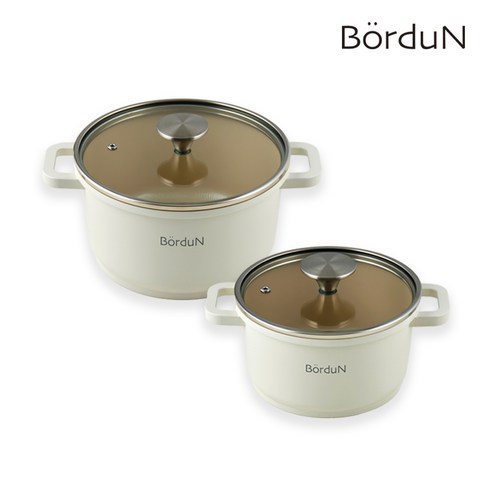 보오든 모던 IH 인덕션 냄비세트 2종, 1세트, 양수16cm + 양수20cm, 크림