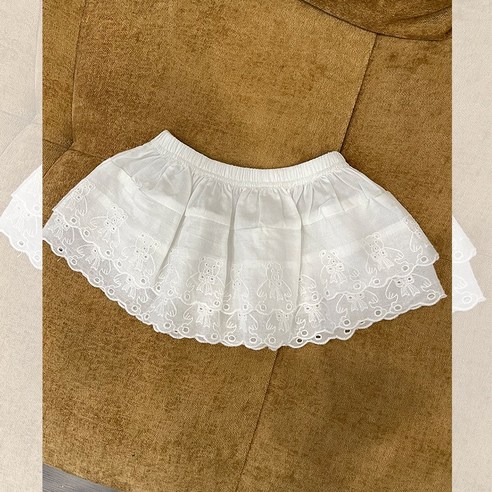 레이어드스커트 면레이스 아동 캉캉 치마 여아 플리츠 쉬폰 스커트