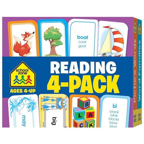 School Zone Reading 4Pack Flash Cards Ages 4 Kindergarten 1st Grade ...