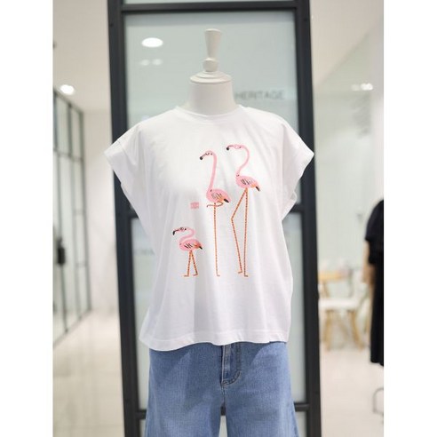 듀엘 캡소매 뒷 슬릿 티셔츠 L242PSM049 백화점 아울렛 (3642236)