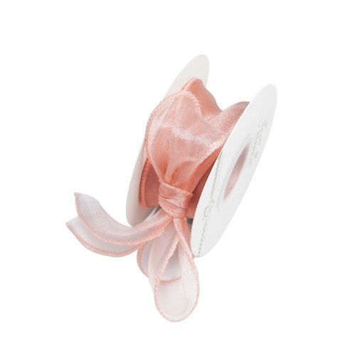 디어플레이스 쉬폰 리본끈 오간디 포장끈 4cm, 1개, 9m, 11 더스티핑크