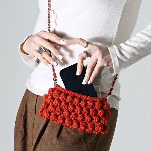 슈퍼스토리 DIY 버블스티치 크로스 미니백, 핸드폰가방 뜨기 코바늘가방뜨기