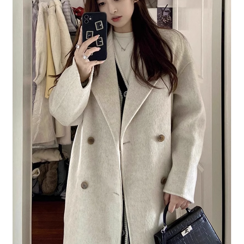 코트 여자 캐시미어코트 모직코트 더블버튼 롱코트